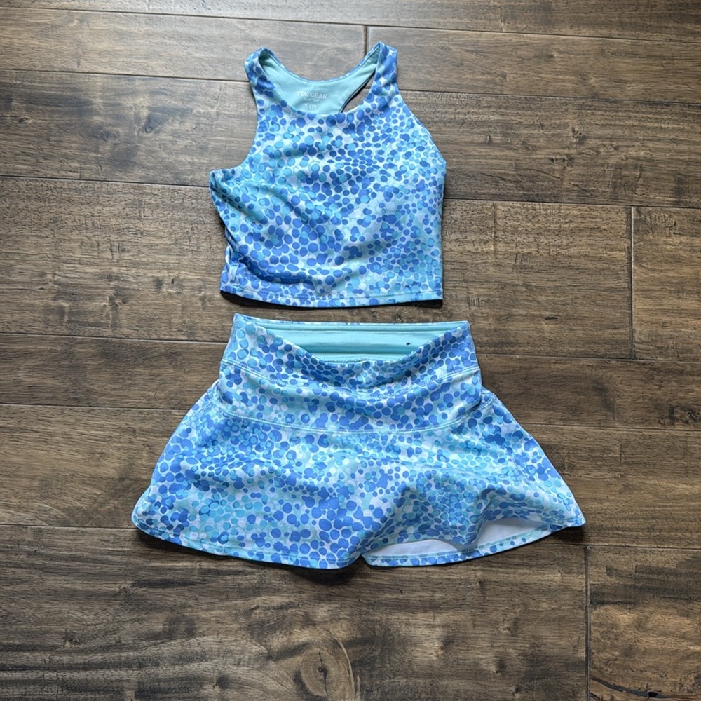 Tek Gear Blue Patterned Kids Skort and Top